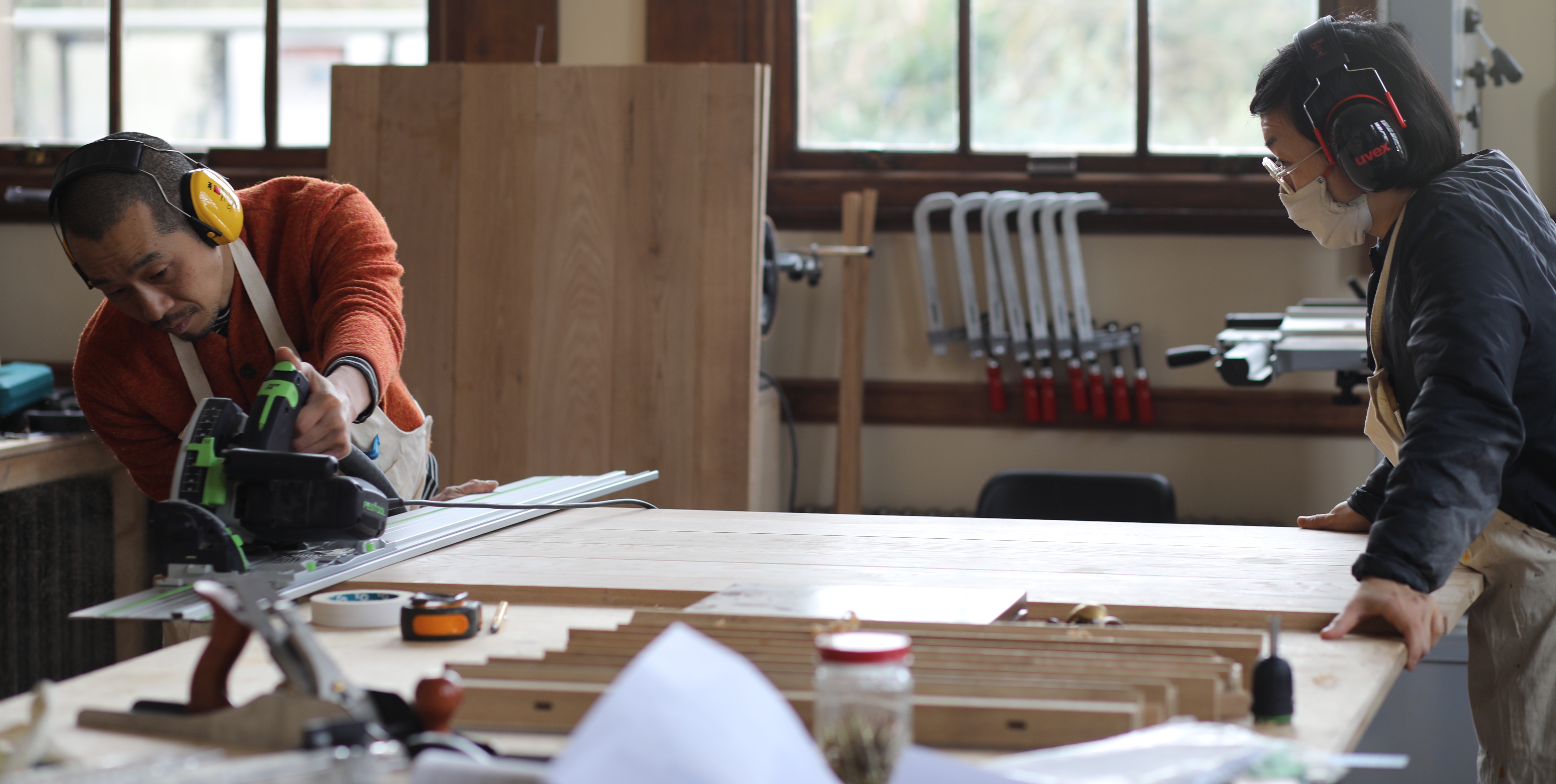 A wood workshop in progress