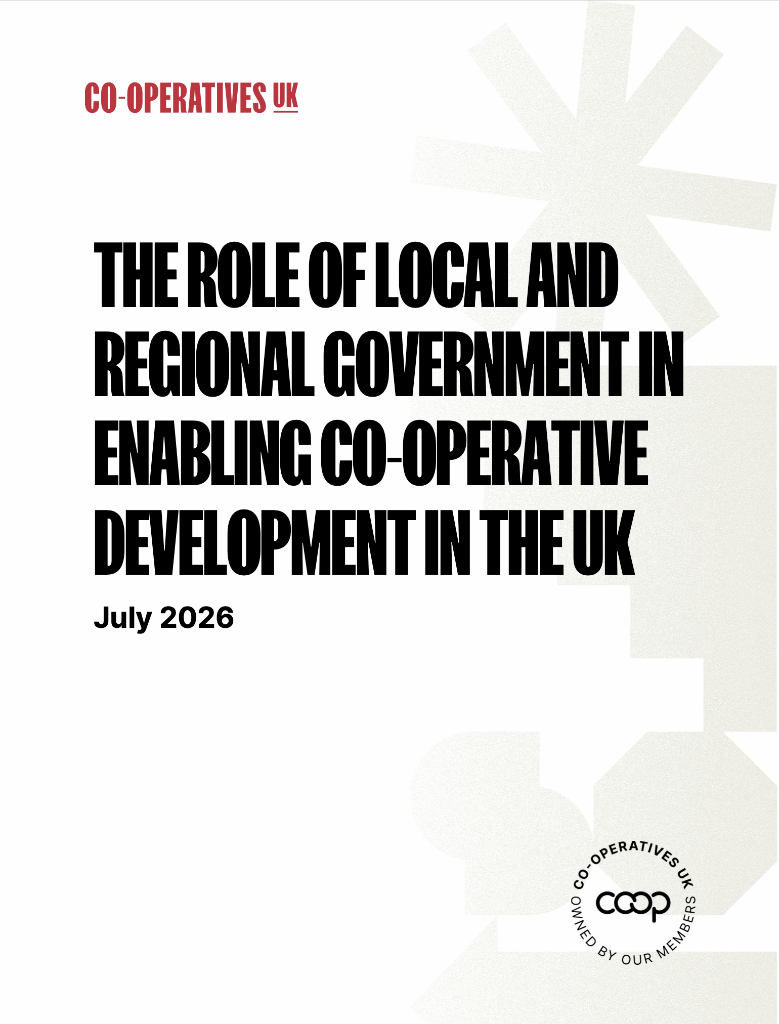 Cover of a report titled: The role of local and regional government in enabling co-operative development in the UK