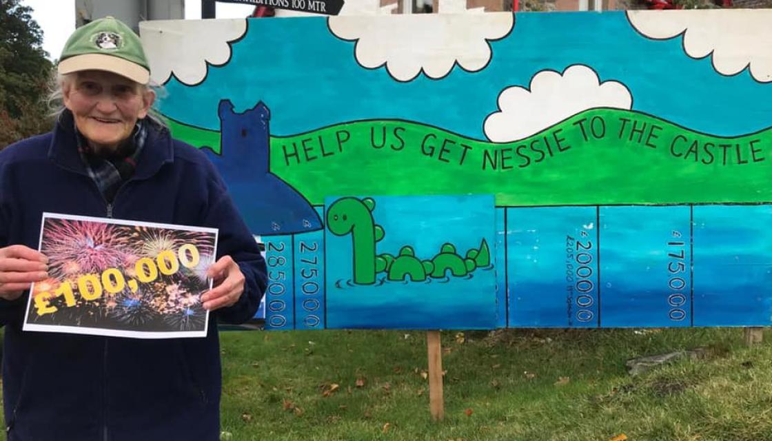 Loch Ness Hub's totaliser celebrating £100,000 raised