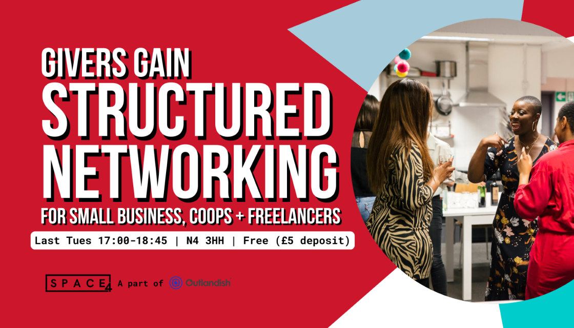 An advert for the 'Givers Gain Structured Networking' event organised by SPACE4