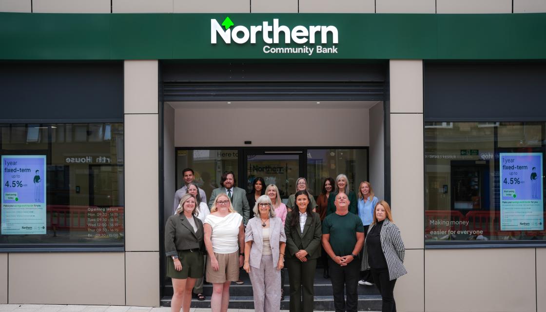 The Northern Community Bank team outside their HQ