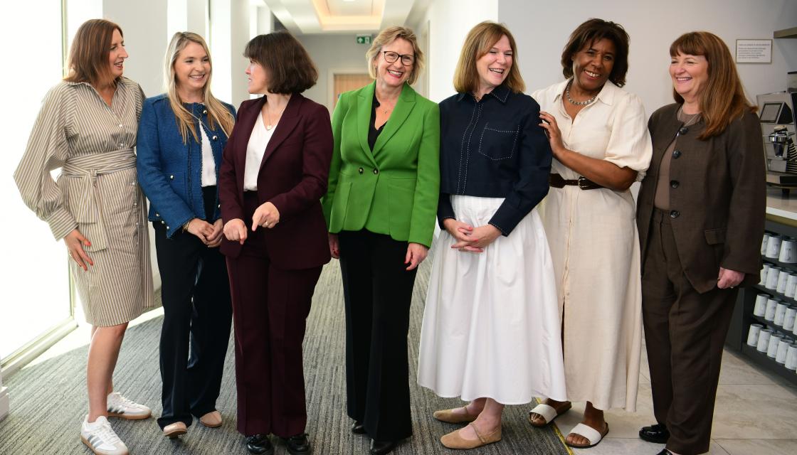 A photo of six co-operative women leaders with Rachel Blake MP