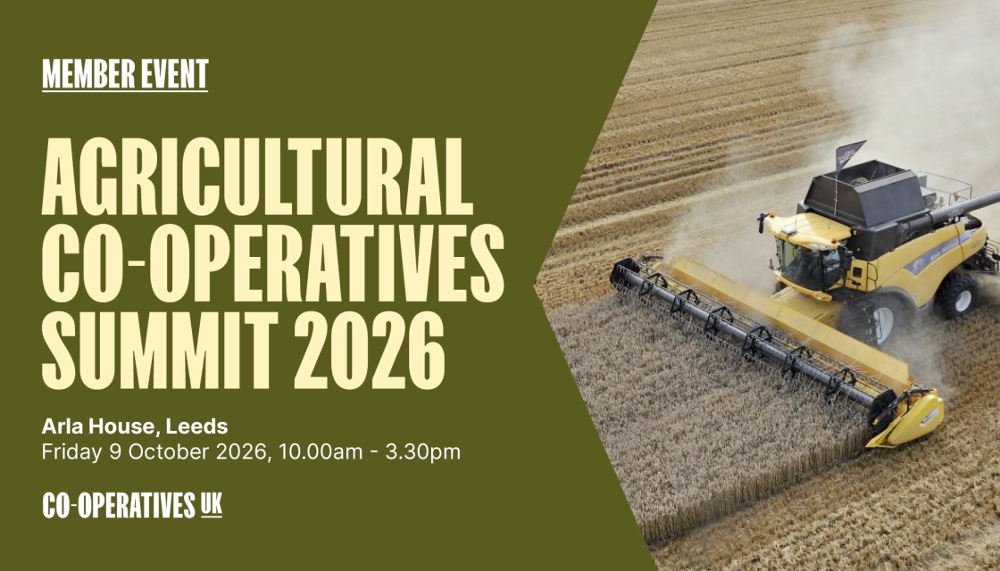 A graphic advertising the Agricultural Co-operatives Summit 2026 at Arla House, Leeds - Friday 9 October 2026, 10.00am-3.30pm 