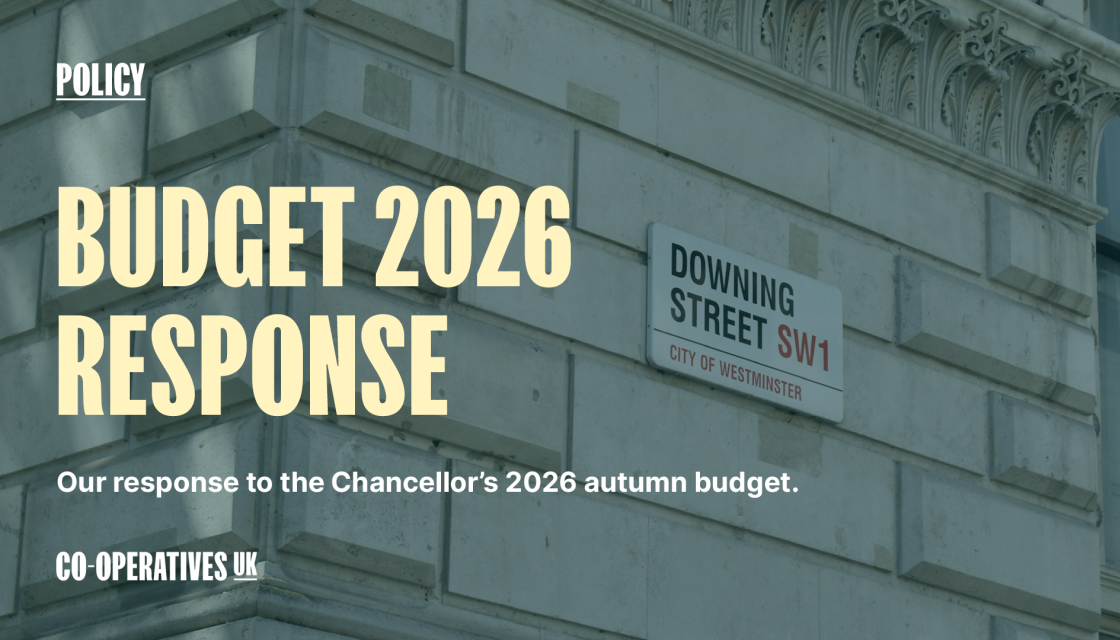 A graphic with budget 2026 response from Co-operatives UK