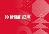 Co-operatives UK logo on red background. 