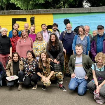 Group picture at Flo's Place in the Park