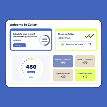 A screenshort of Zellar – the sustainability app being promoted by Co-operatives UK in partnership with The Co-operative Bank