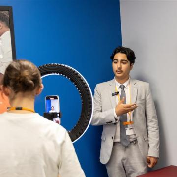 Image of Hannah interviewing for some social media