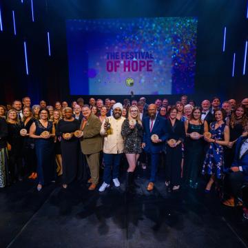 A celebratory group photo of the UK Social Enterprise Awards 2025 winners