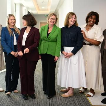 A photo of six co-operative women leaders with Rachel Blake MP